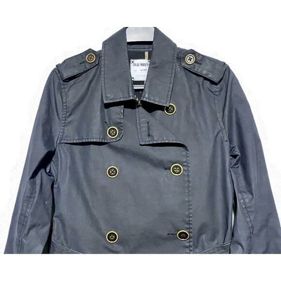 Junior's Girl's Old Navy Rain Coat Size Large Button Up Black - Picture 3 of 8